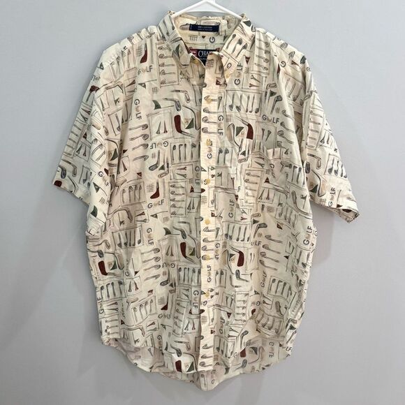 Chaps Other - Vintage Chaps by Ralph Lauren 100% cotton button down golf shirt size large
